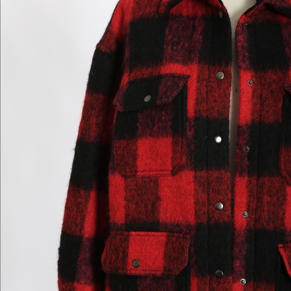 NWOT Banana Republic buffalo plaid wool coat S - Picture 2 of 7